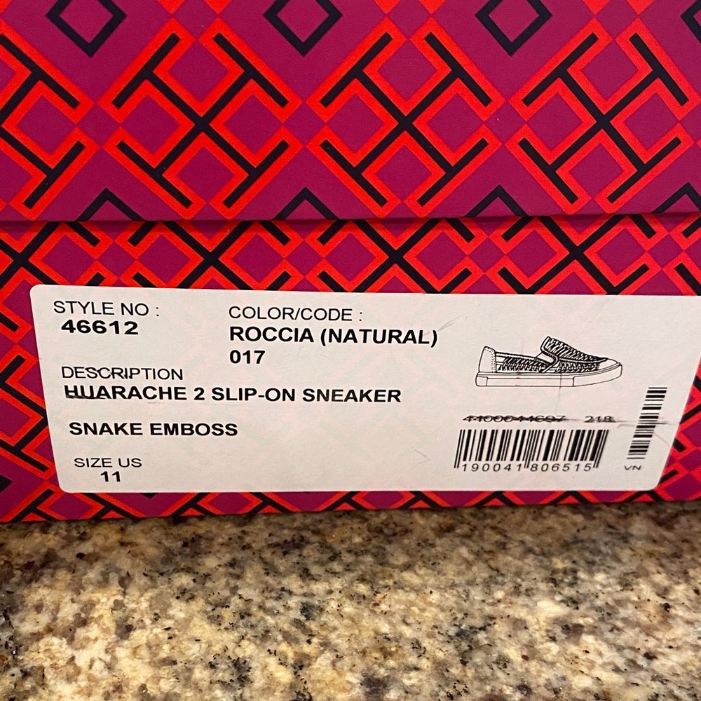 Tory Burch Black and Cream Snake Print Sneakers - Picture 3 of 7